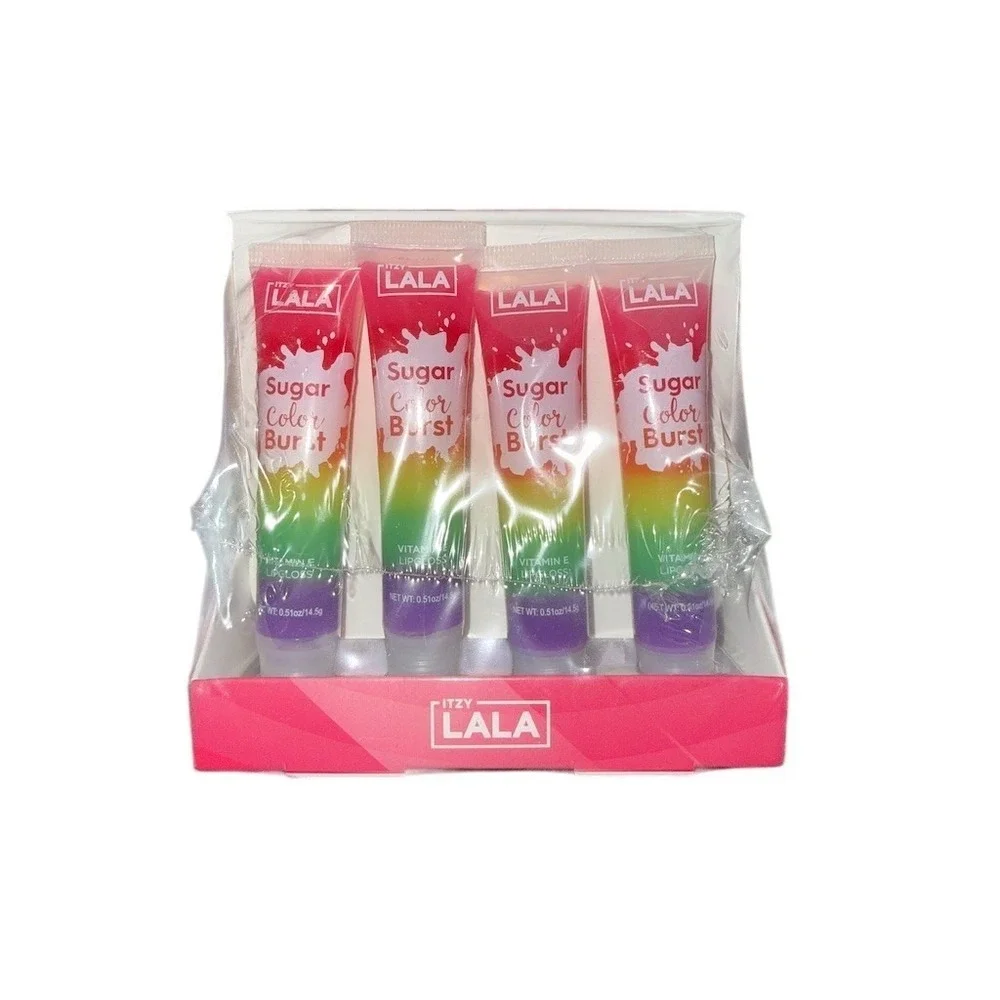 Itzy Lala Sugar Color Burst Vitamin E‎ Lip Gloss Display Box 24ct Rainbow